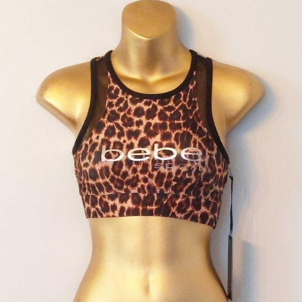 Bebe leopard sports bra new xs